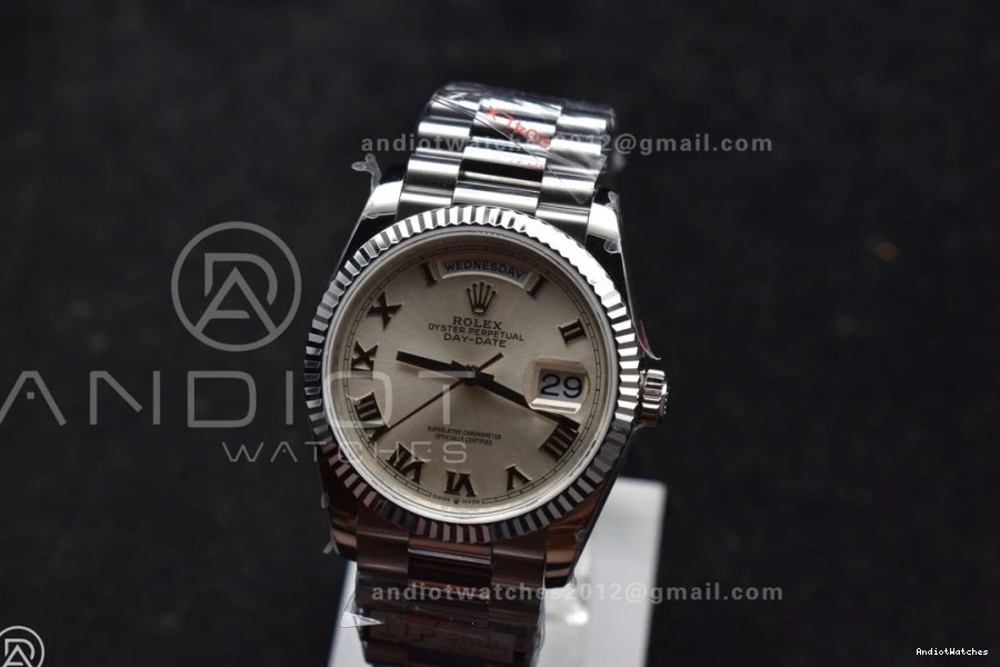 on White (Gain DayDate 688 vr3255 Best Stick V5 President QF 904L SS Dial Roman Weight) Steel Bracelet Unisex 36 Edition 1016